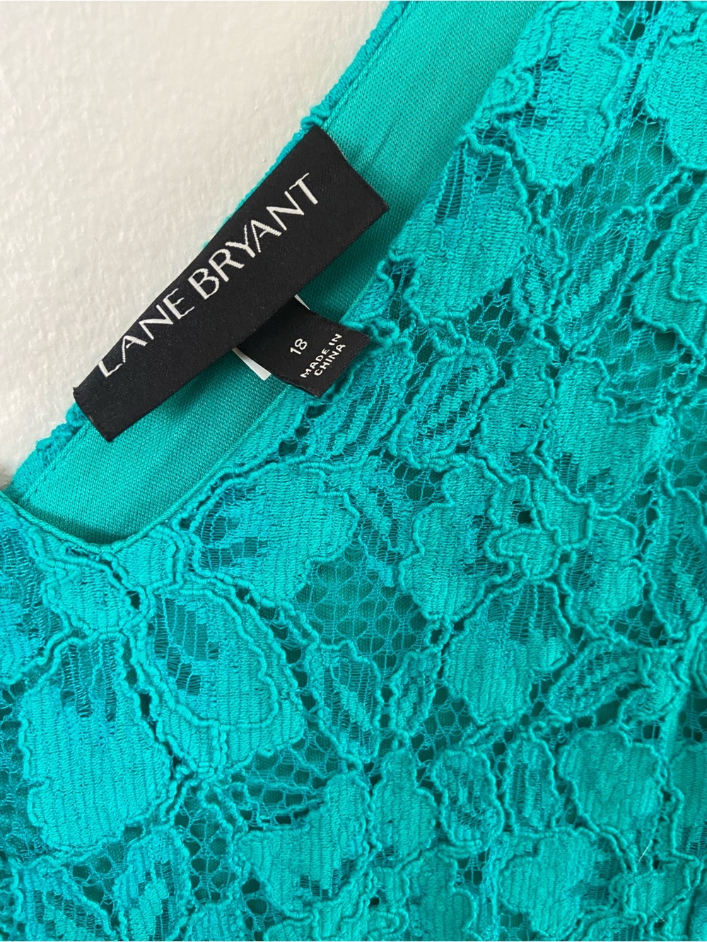 Lane Bryant Teal Lace V-Neck Midi Dress with Waist Tie - Picture 4 of 4